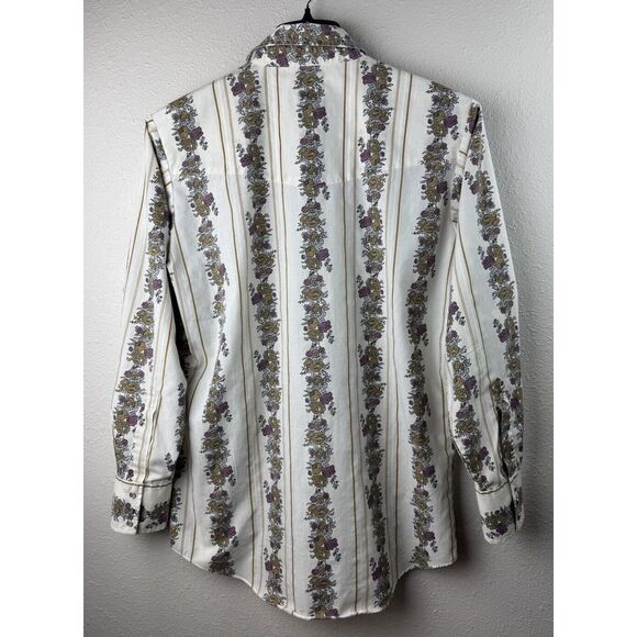 Ely Cattleman Medium Flowers Floral Western Long Sleeve Pearl Snap Shirt - Picture 3 of 8